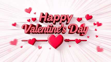  Valentines Day with a 3D design and floating hearts. The text reads 