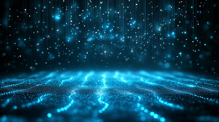 Poster - abstract representation of cyberspace matrix featuring falling digital lines resembling binary code 