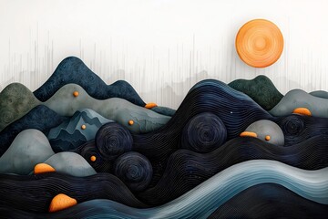 Poster - Mesmerizing digital art showcasing a dynamic fluid rainfall pattern map with detailed topographic data visualization of atmospheric weather patterns