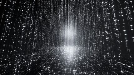 Poster - abstract representation of cyberspace matrix featuring falling digital lines resembling binary code 
