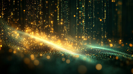 Poster - abstract representation of cyberspace matrix featuring falling digital lines resembling binary code 