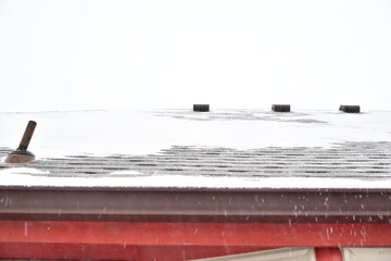 Poster - Snow on the Roof of a House