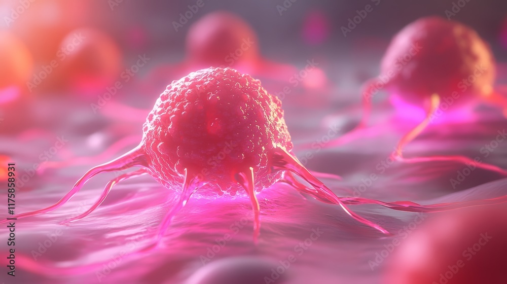 Microscopic view of a dangerous cancer cell spreading and multiplying ...