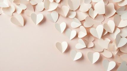Aufkleber - Delicate paper hearts cascading across a soft pink backdrop, creating a romantic and tender atmosphere perfect for valentine's day, women's day, or springtime celebrations