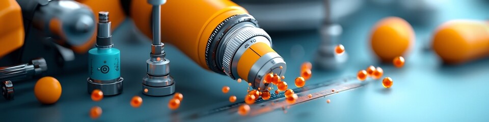 Poster - 3D Rendered Image of a Mass Spectrometer Instrument Recording and Analyzing the Frequency of Ionized Particles in a Scientific Research Laboratory or Industrial Setting