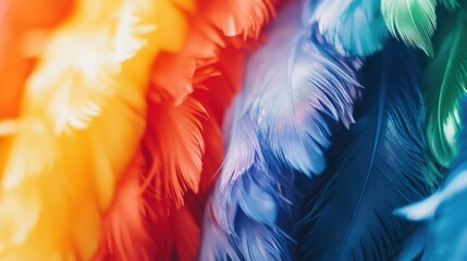 Canvas Print - Colorful rainbow feathers background texture.