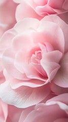 Aufkleber - soft, pastel pink rose petals gently unfold, creating a romantic and delicate atmosphere perfect for