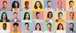 © Prostock-studio - Positive Emotions Faces Collage. Set Of Diverse Human Portraits On Different Pastel Colored Backgrounds. Successful Young Millennial People Heads, Happy Multicultural Men And Women Headshots Mosaic.