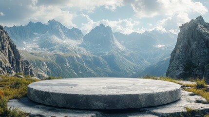 Poster - Mysterious Stone Platform in Mountain Landscape