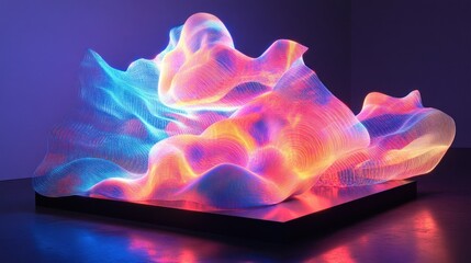 Poster - Abstract Sculptural Representation of Light and Color with Fluid Form and Dynamic Fluidity in a Modern Artistic Installation