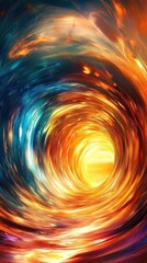 Poster - Abstract Colorful Swirl of Light and Energy Flowing in a Cosmic Tunnel Representing Journey Through Space and Time with Bright Radiance and Ethereal Vibes
