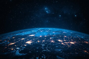 Poster - Global internet network linked Europe through communication technology. Telecommunication and data transfer facilitated by European connection links. Covering IoT, finance, business, blockchain, and