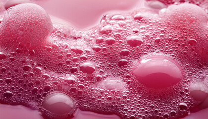 Wall Mural - vibrant pink liquid with foam
