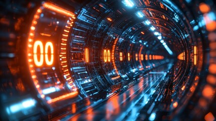 Poster - A concept visualizing the digital cyberspace filled with particles and interconnected digital data networks