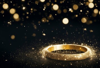 Poster - ring confetti stars glittery glow gold stars shimmer firework glitte background magic