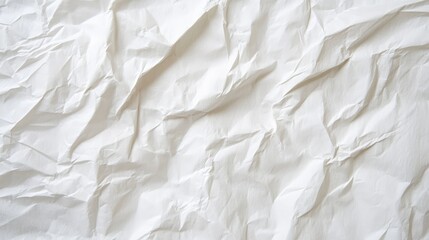Poster - Crumpled white paper forms a textured backdrop, providing an abundance of blank space perfect for design mockups, banners, and various creative projects