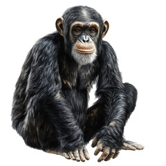 Chimpanzee sitting calmly in a natural pose