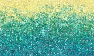 Wall Mural - A watercolor yellow green blue turquoise grainy gradient background noise texture effect for summer.