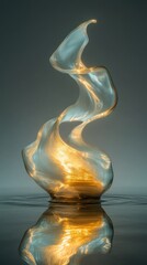 Poster - Elegant Sculpture Capturing Flowing Light and Movement, Emphasizing Organic Shapes and Soft Curves in a Serene and Reflective Atmosphere