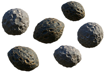 Wall Mural - floating space rocks isolated on transparent background, astronomy and science concept transparent p