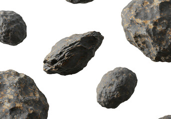 Wall Mural - floating space rocks isolated on transparent background, astronomy and science concept transparent p