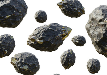 Wall Mural - floating space rocks isolated on transparent background, astronomy and science concept transparent p