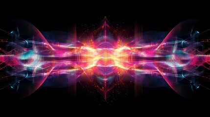 Poster - Vibrant Abstract Background of Colorful Light Waves and Dynamic Energy Patterns Creating a Sense of Movement and Depth for Creative Visual Projects