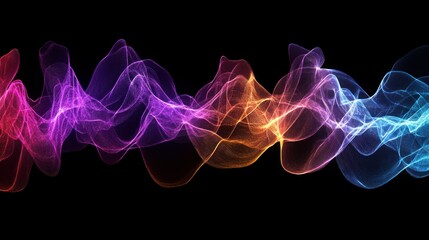 Poster - Vibrant Abstract Waveform in Various Color Gradients Reflecting Dynamic Energy and Motion on a Black Background for Artistic and Creative Projects