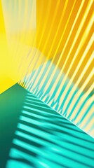 Poster - Vibrant Play of Light and Shadows on Geometric Surfaces in Bright Yellow and Turquoise Colors Creating a Dynamic Abstract Background