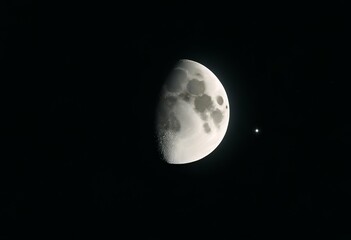 Wall Mural - moon c5 quarter telescope viewed first