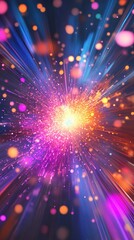 Poster - Vibrant Burst of Colorful Light Particles Creating a Stunning Abstract Background for Use in Digital Art, Textures, and Graphic Design Projects