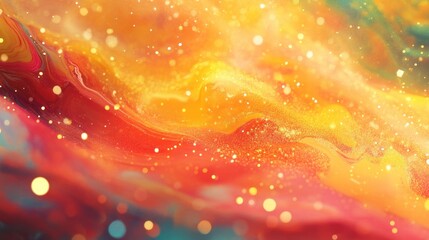 Poster - Vibrant Abstract Background with Colorful Waves and Sparkling Particles Perfect for Creative Projects and Artistic Designs