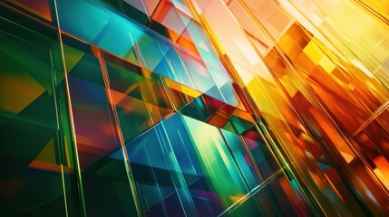 Poster - Abstract Colorful Glass Structures with Reflections and Light Play Creating a Vibrant and Dynamic Composition in Modern Design Aesthetic