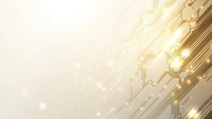 Poster - Abstract golden circuit board design on a light background, ideal for tech-related projects and modern visual themes.