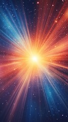 Poster - Vibrant Cosmic Explosion with Rays of Light Spreading Across the Universe in a Colorful Starry Background