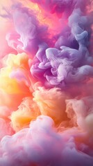 Poster - Ethereal Swirls of Colorful Smoke Blending Together in a Dreamy Abstract Background for Creative and Artistic Designs