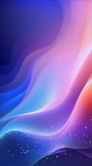 Poster - Smooth and elegant abstract background featuring flowing pink and blue waves, creating a dreamy and ethereal atmosphere with sparkling particles adding a touch of magic