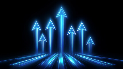 Poster - Glowing blue arrows pointing upwards symbolizing growth and success
