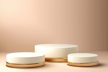 Aufkleber - White and gold cylinder podiums providing luxurious stage for product displaying