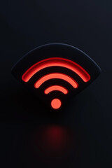 Aufkleber - Glowing red wi-fi symbol on dark background representing wireless network connectivity