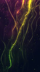Poster - Abstract digital art featuring glowing neon lines against a dark background, showcasing vibrant colors in a dynamic and mesmerizing pattern suitable for modern design projects.