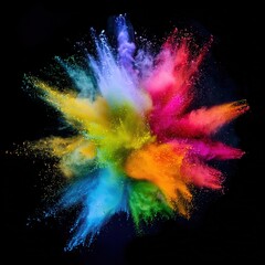 Poster - Vibrant Color Explosion on Black Background for Art