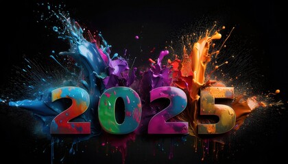 Aufkleber - Vibrant Colorful Splash Design Representing 2025