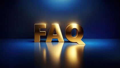 Poster - Golden 3D FAQ Text on a Blue Background