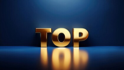 Poster - shiny golden top text on blue background