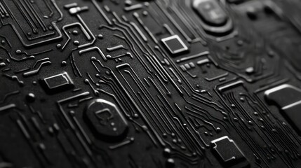 Poster - close-up of intricate circuit patterns modern technology and innovation background.