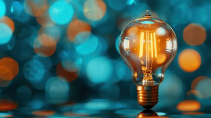 a warm glowing bulb amidst soft bokeh, symbolizing bright ideas and the spark of creativity in lifes