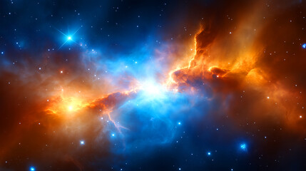 Wall Mural - Vivid cosmic nebula with bright colors and star formations