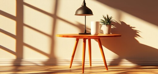 Poster - Close-Up of a Vertical Wooden Panel Design Featuring Soft Shadows