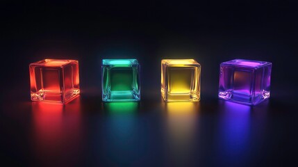 Poster - Colorful geometric cubes glowing against a dark background, creating a vibrant atmosphere.